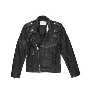 Deadwood Womens Wild In the Street Leather Biker Jacket US X-Small Black FR 34
